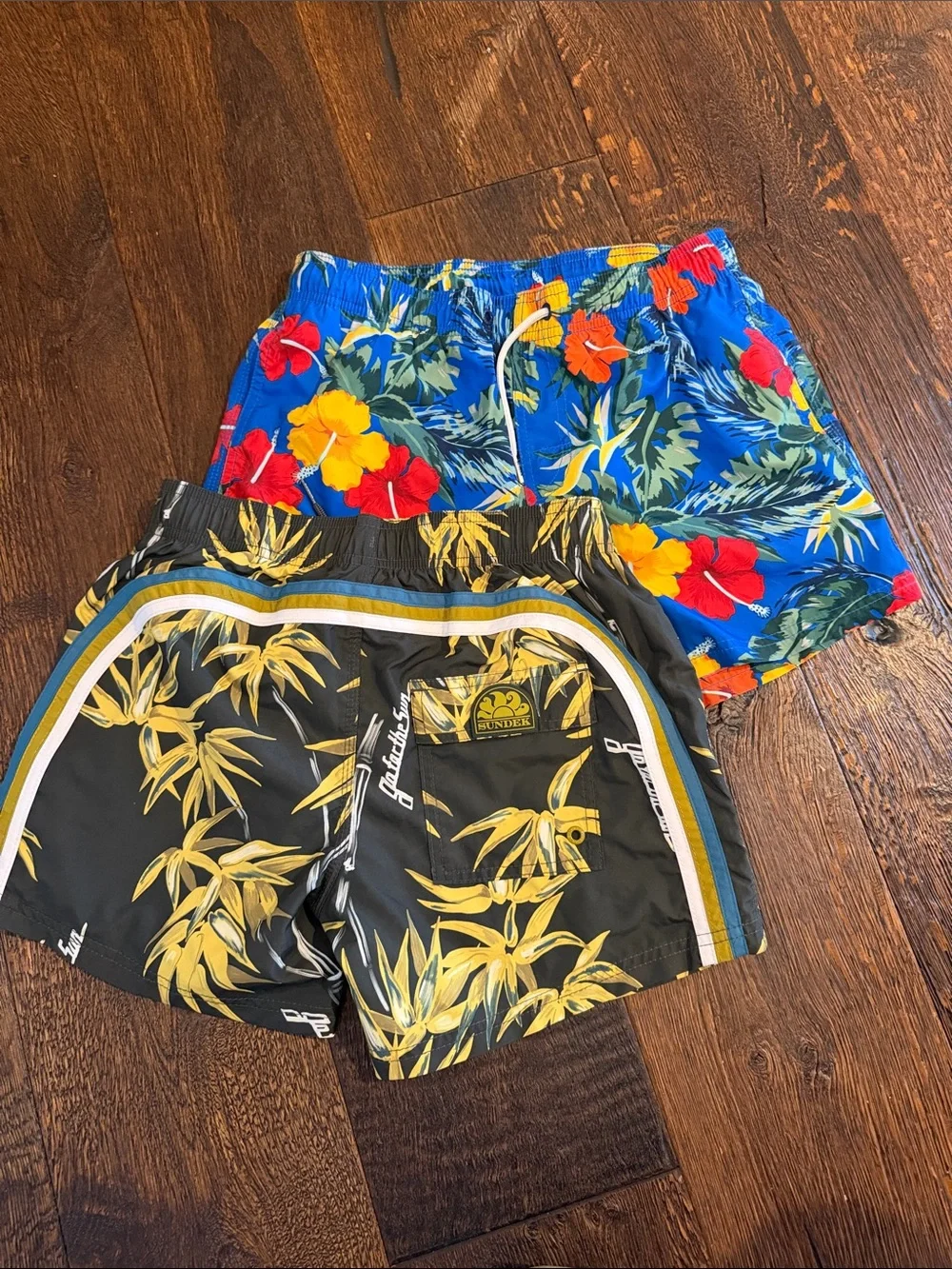 Sundek Kids Floral Swim Trunks in Blue, Red, Yellow and Black
